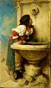 Leon Joseph Florentin Bonnat Roman Girl at a Fountain